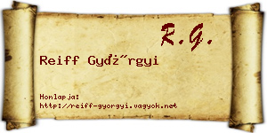Reiff Györgyi névjegykártya